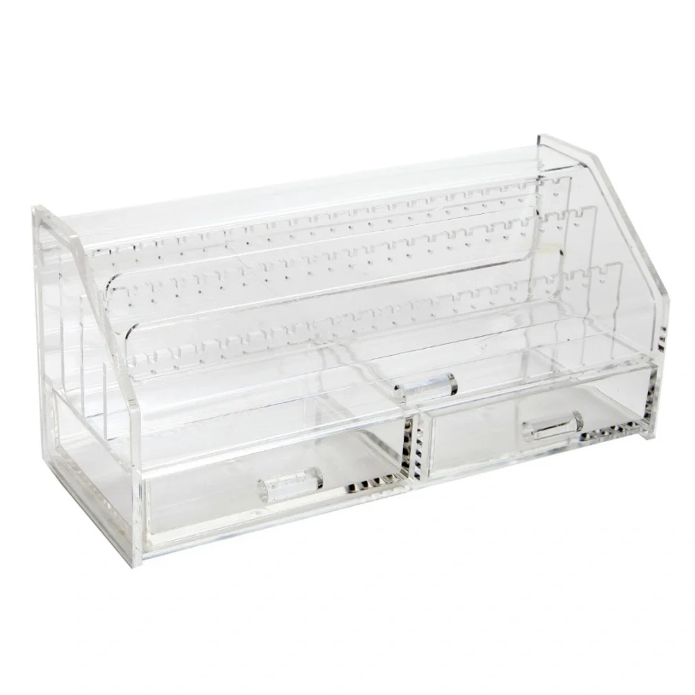 Clear Acrylic Earring Holder Box with Drawers Holds 37 Pairs